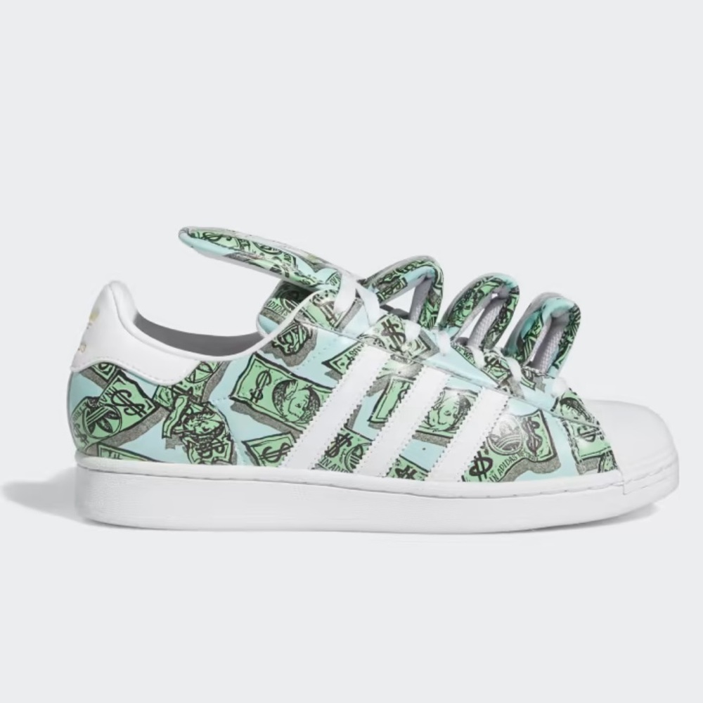 JEREMY SCOTT X ADIDAS 👟 Men’s MONEY PRINT 💵 SUPERSTAR SHOES Size 5 NWT